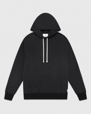 Black/Charcoal OVO Seersucker Fleece Hoodie Sweaters | HY20-N2ZS