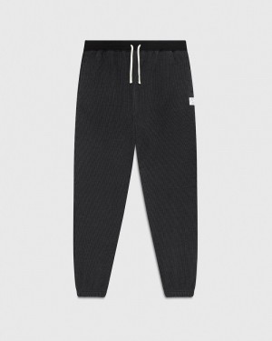 Black/Charcoal OVO Seersucker Fleece Relaxed Fit Sweatpant Bottoms | UL41-Y7YN