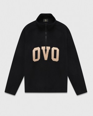 Black OVO Arch Logo Quarter Zip Mockneck Sweatshirt Sweaters | SG34-Q0PL