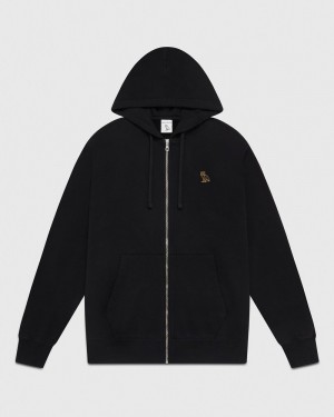 Black OVO Classic Full-Zip Hoodie Sweaters | XU76-U6UF