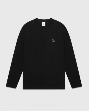 Black OVO Classic Longsleeve T-Shirt T-Shirts | EY94-W7MI