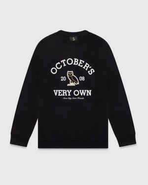 Black OVO Collegiate Crewneck Sweaters | CS45-F9CR