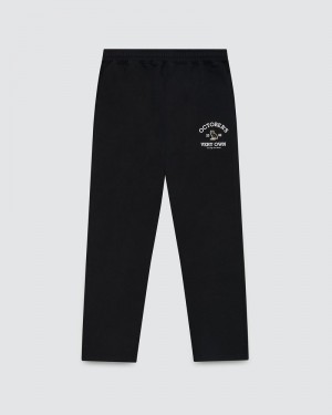 Black OVO Collegiate Open Hem Sweatpant Bottoms | UA51-Z6OQ