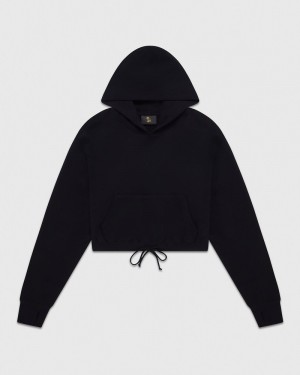 Black OVO Cropped Hoodie Sweaters | OW55-K3AL