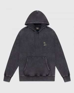 Black OVO Muskoka Garment Dyed Hoodie Sweaters | YT57-P5BG