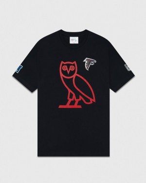 Black OVO NFL Atlanta Falcons Game Day T-Shirt T-Shirts | YK63-N8PY