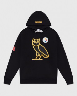 Black OVO NFL Pittsburgh Steelers OG Hoodie Sweaters | QW81-T7TP