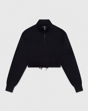 Black OVO Quarter Zip Mockneck Sweatshirt Sweaters | AP79-B4AI