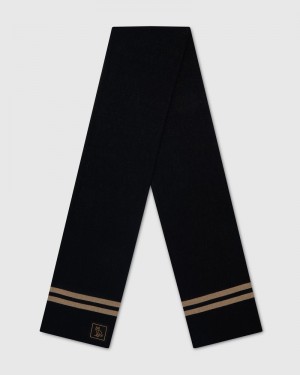 Black OVO Striped Wool Scarf Accessories | MW12-F4ML