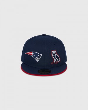 Blue OVO NFL New England Patriots New Era 59Fifty Fitted Cap Headwear | GS64-Q8AE