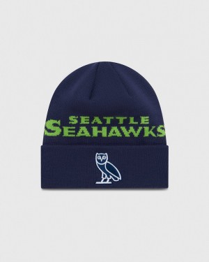 Blue OVO NFL Seattle Seahawks New Era Beanie Headwear | DR57-F2RF