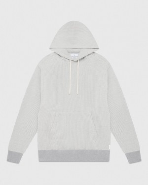 Grey/Cream OVO Seersucker Fleece Hoodie Sweaters | PJ71-C4ZQ