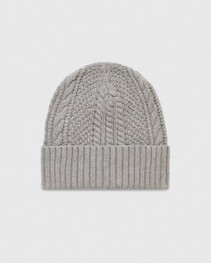 Grey OVO Cable Knit Beanie Headwear | RH49-U0KD