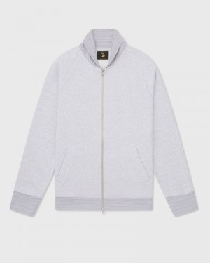 Grey OVO Speckle Fleece Full-Zip Cardigan Tops | YO75-Q6PB