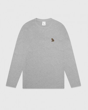 Heather Grey OVO Classic Longsleeve T-Shirt T-Shirts | XA59-M0SC