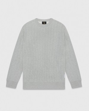 Heather Grey OVO Herringbone Crewneck Sweaters | LI79-Q0NT