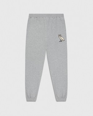 Heather Grey OVO Mini OG Plush Sweatpant Bottoms | MC68-C5DW