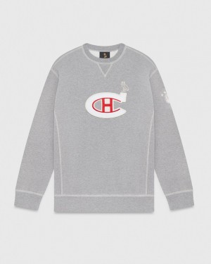 Heather Grey OVO Montreal Canadiens Crewneck Sweaters | GN15-N3SI