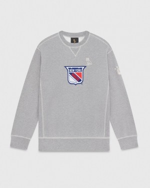 Heather Grey OVO New York Rangers Crewneck Sweaters | LK06-I8TU