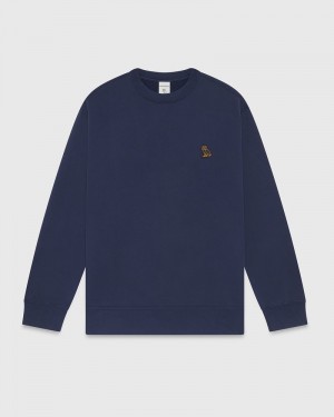 Navy OVO Classic Crewneck Sweaters | LA85-B6PO