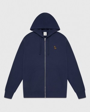 Navy OVO Classic Full-Zip Hoodie Sweaters | TC40-E1JV