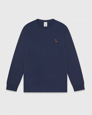 Navy OVO Classic Longsleeve T-Shirt T-Shirts | CY75-U4OO