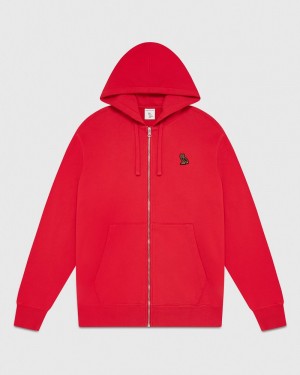 Red OVO Classic Full-Zip Hoodie Sweaters | WR86-B3EF