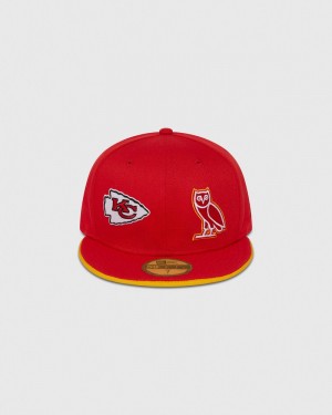 Red OVO NFL Kansas City Chiefs New Era 59Fifty Fitted Cap Headwear | BI12-C6LX