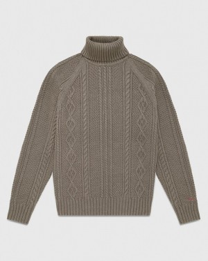 Taupe OVO Cable Knit Turtleneck Sweater Tops | VN57-M4VB