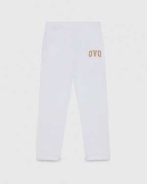 White OVO Arch Logo Open Hem Sweatpant Bottoms | CQ01-S7NP