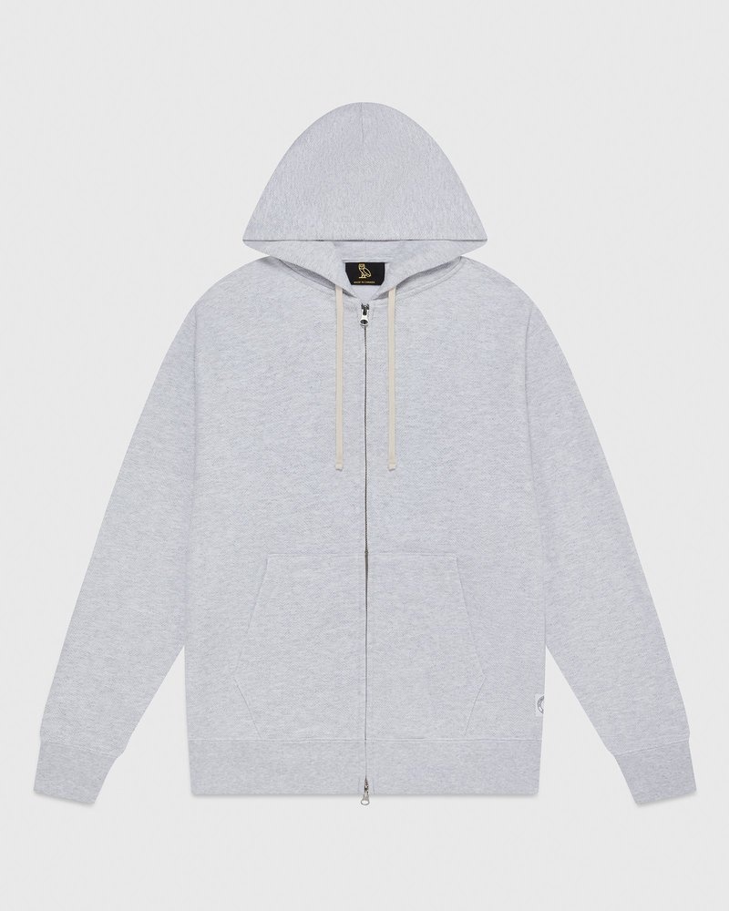 Ash Heather Grey OVO Herringbone Full-Zip Hoodie Sweaters | VS86-W6GM