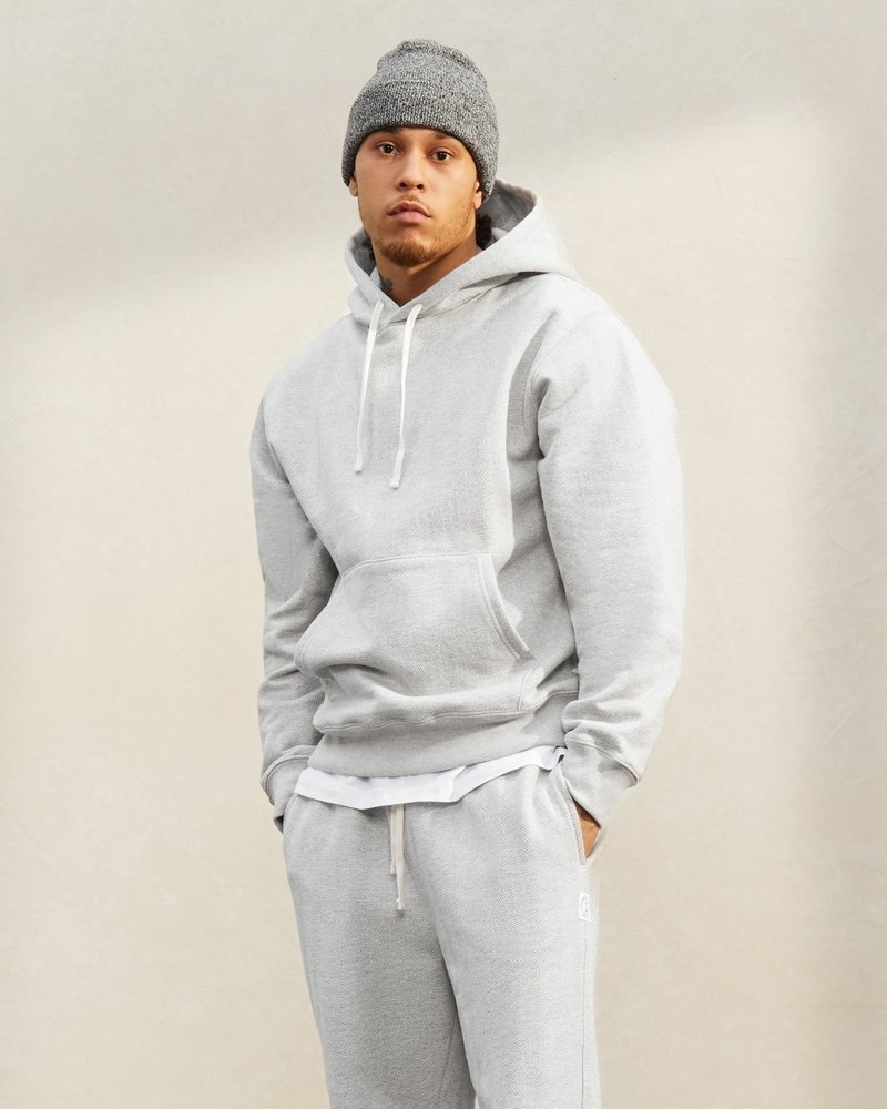 Ash Heather Grey OVO Herringbone Hoodie Sweaters | WQ15-C1YW