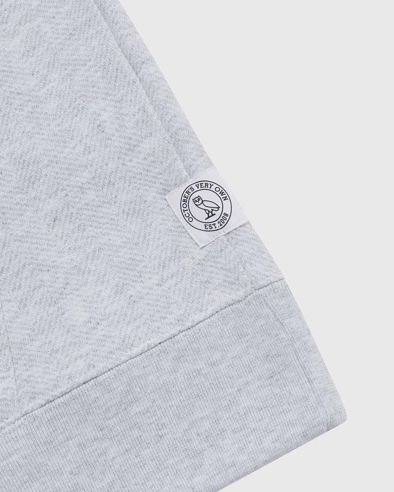 Ash Heather Grey OVO Herringbone Hoodie Sweaters | WQ15-C1YW