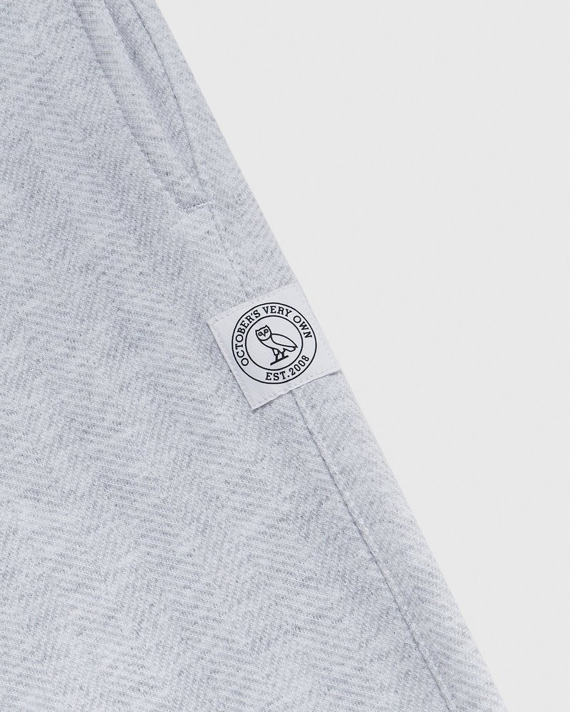 Ash Heather Grey OVO Herringbone Open Hem Sweatpant Bottoms | XU36-F7HB