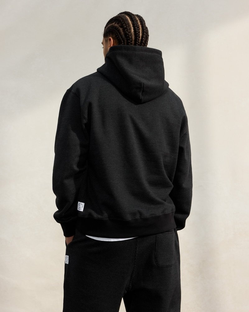 Black/Charcoal OVO Seersucker Fleece Hoodie Sweaters | HY20-N2ZS