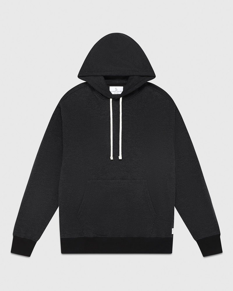 Black/Charcoal OVO Seersucker Fleece Hoodie Sweaters | HY20-N2ZS