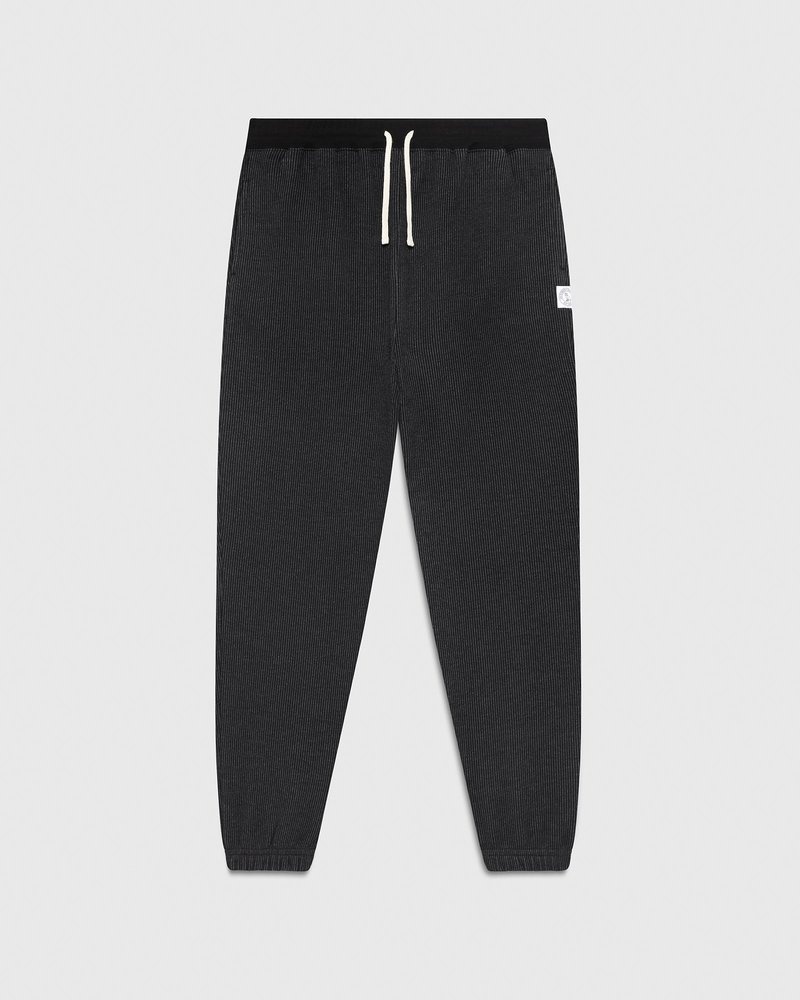 Black/Charcoal OVO Seersucker Fleece Relaxed Fit Sweatpant Bottoms | UL41-Y7YN