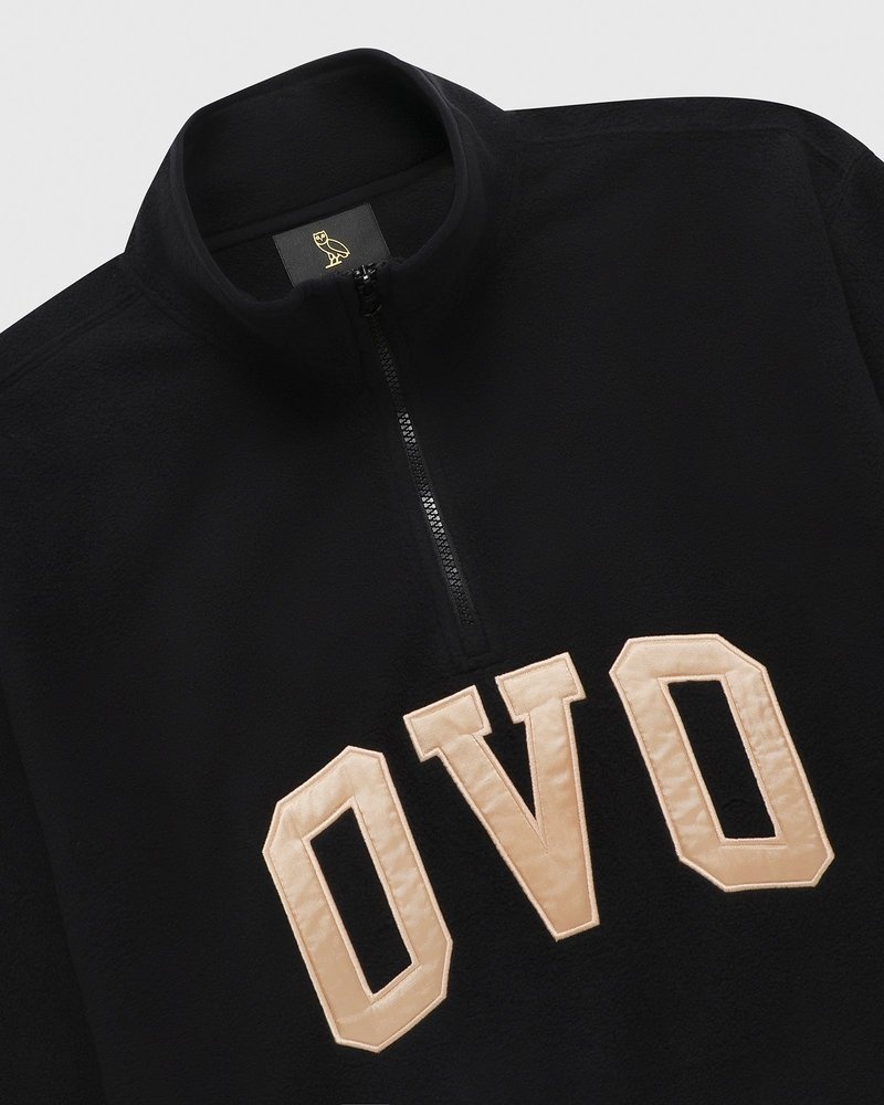 Black OVO Arch Logo Quarter Zip Mockneck Sweatshirt Sweaters | SG34-Q0PL