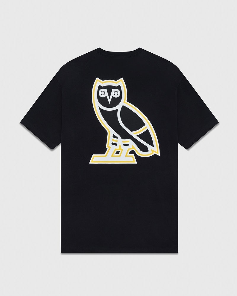 Black OVO Boston Bruins T-Shirt T-Shirts | YU26-Z5NX