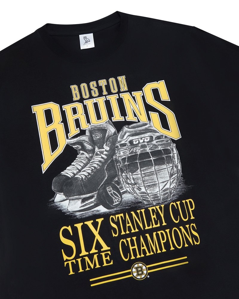 Black OVO Boston Bruins T-Shirt T-Shirts | YU26-Z5NX