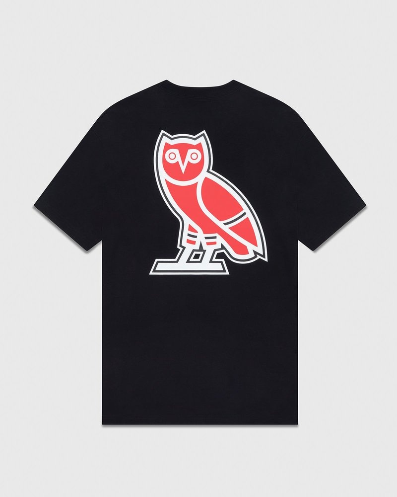 Black OVO Chicago Blackhawks T-Shirt T-Shirts | EB25-A7BG