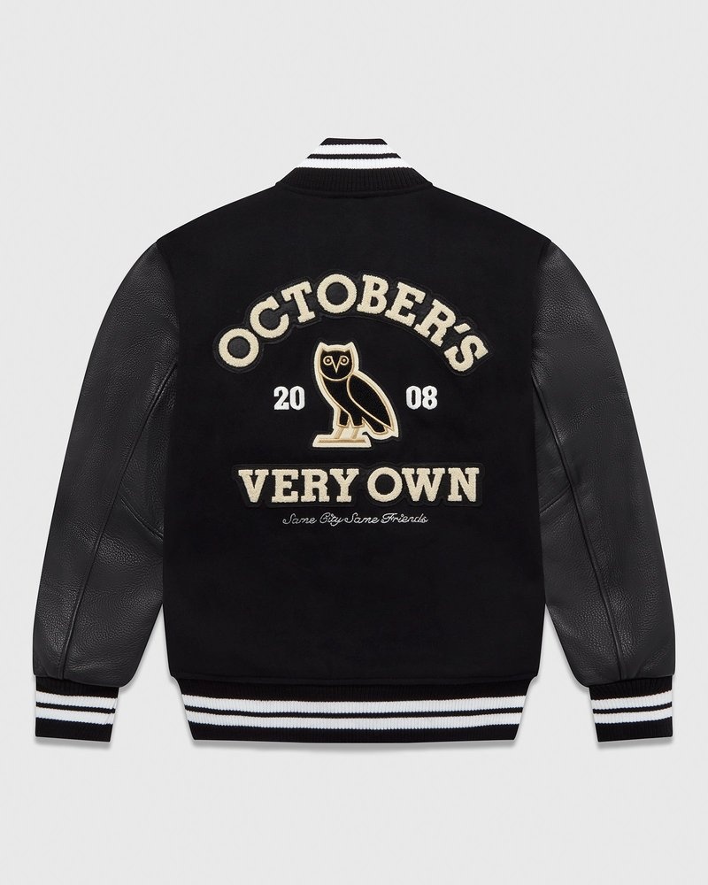 Black OVO Collegiate Jacket Outerwear | KW18-T8OF