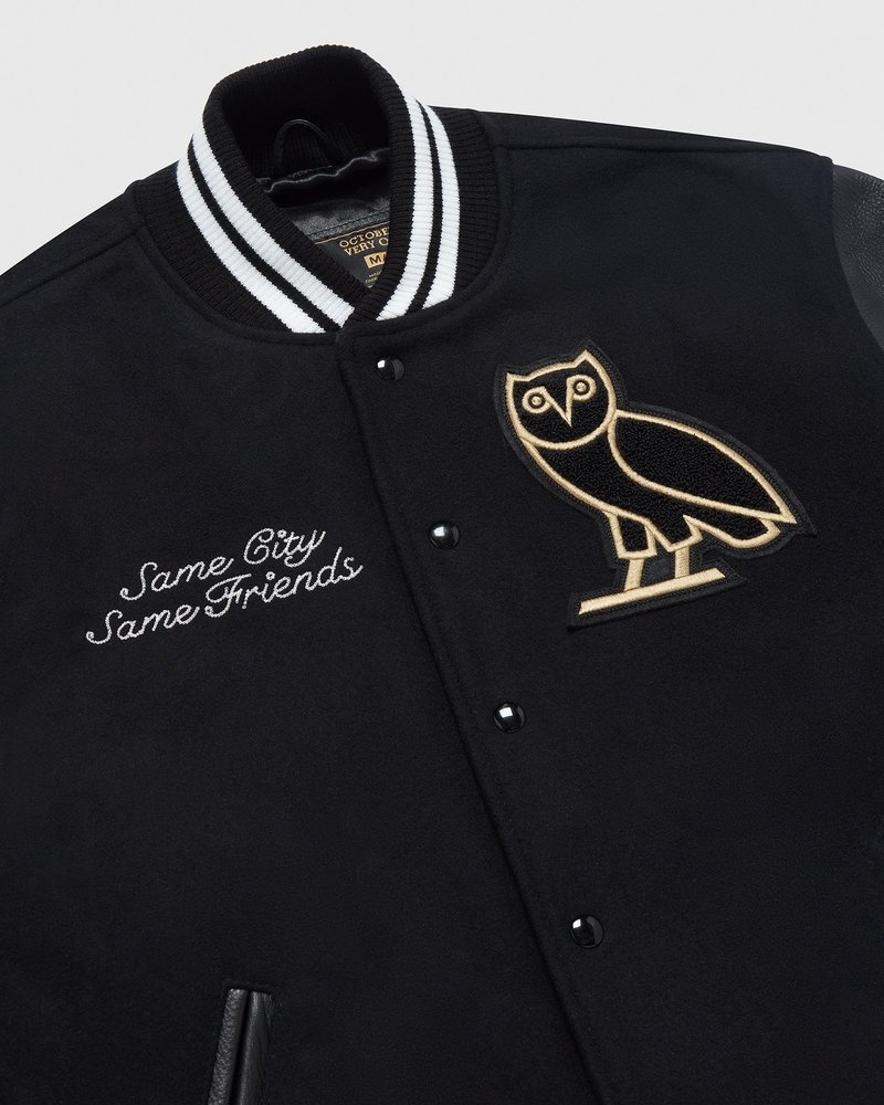 Black OVO Collegiate Jacket Outerwear | KW18-T8OF