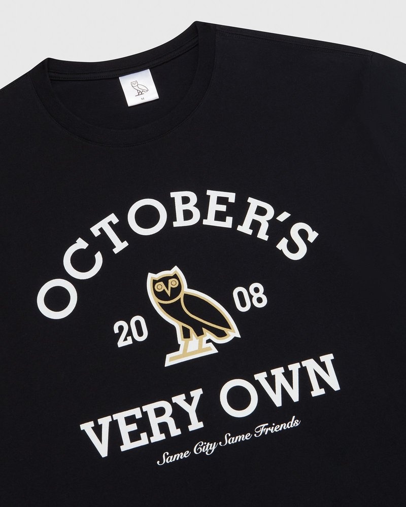 Black OVO Collegiate Longsleeve T-Shirt T-Shirts | NC27-C1YL