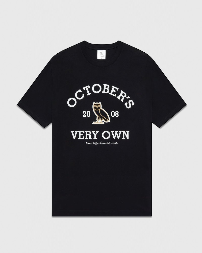 Black OVO Collegiate T-Shirt T-Shirts | NI19-P9JM