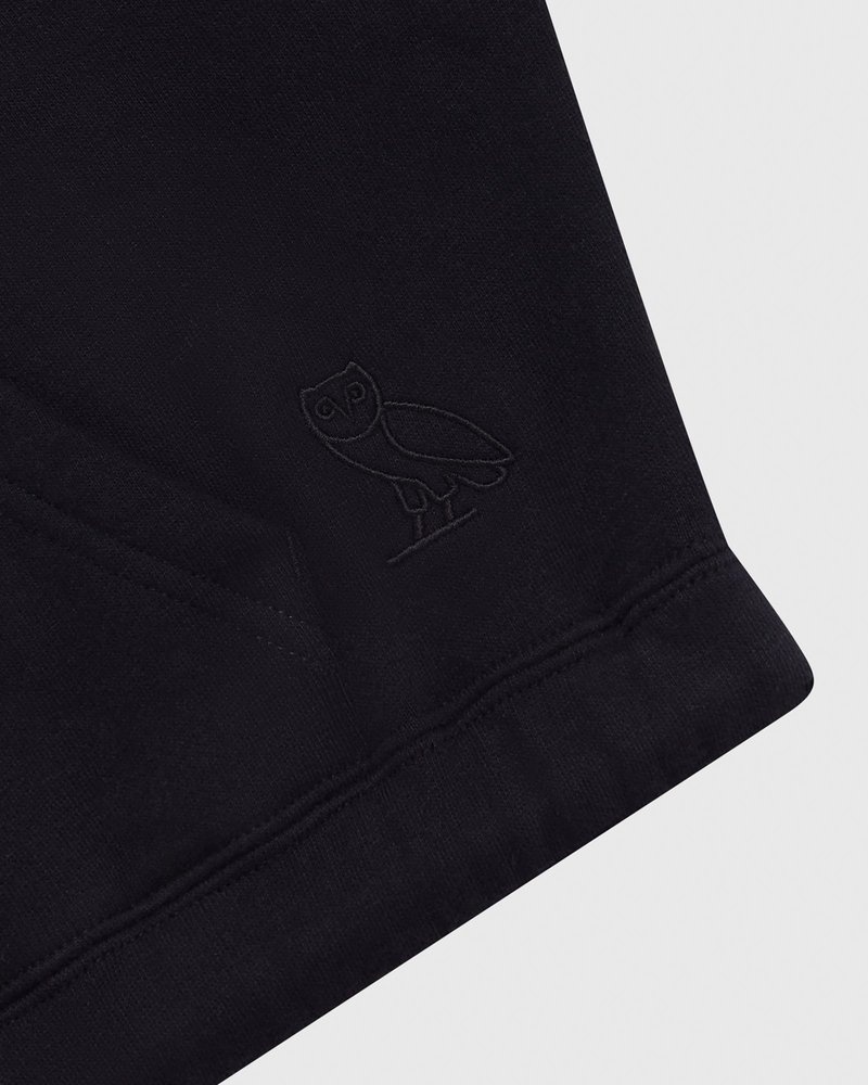 Black OVO Cropped Hoodie Sweaters | OW55-K3AL