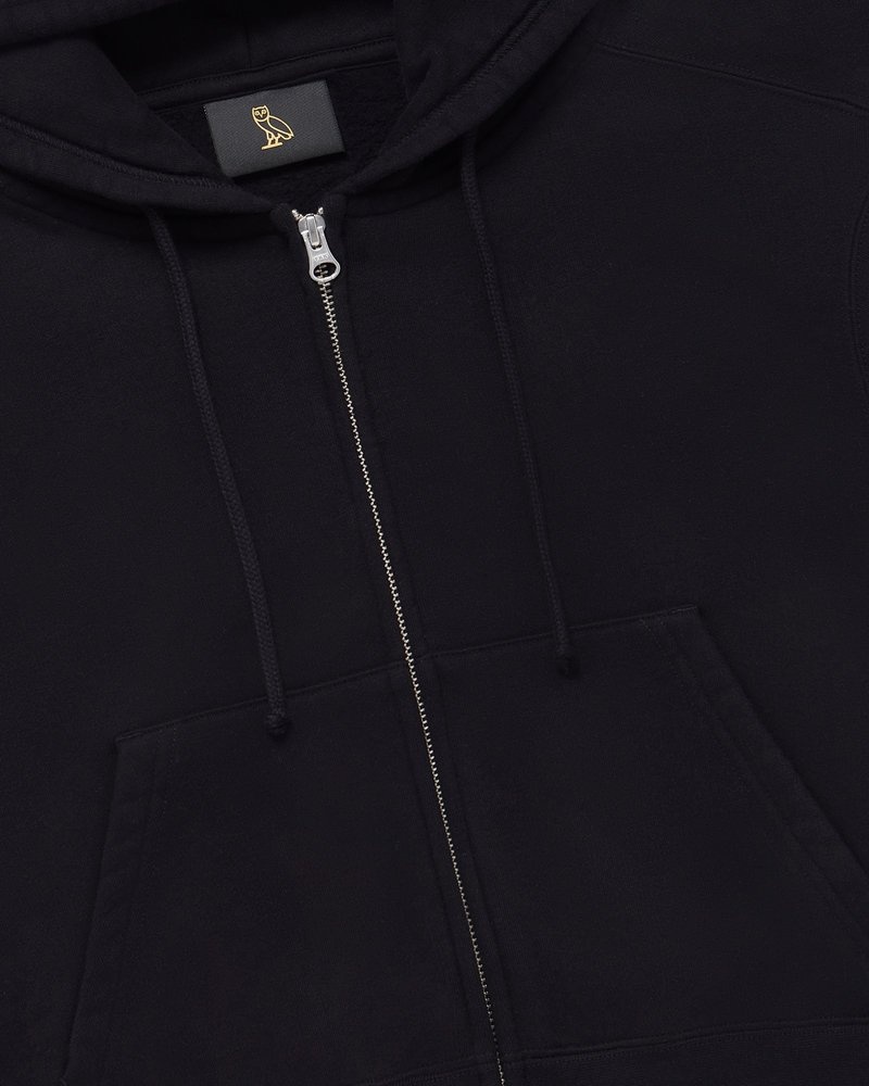 Black OVO Full Zip Hoodie Sweaters | JG40-N1DT