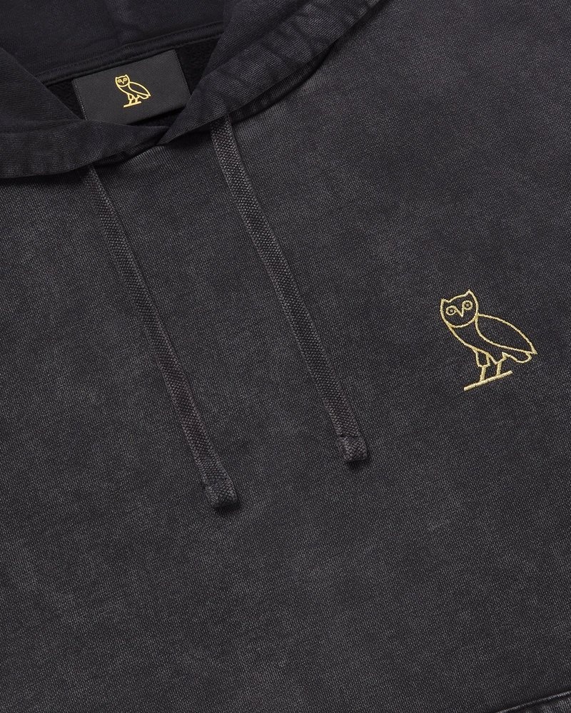 Black OVO Muskoka Garment Dyed Hoodie Sweaters | YT57-P5BG