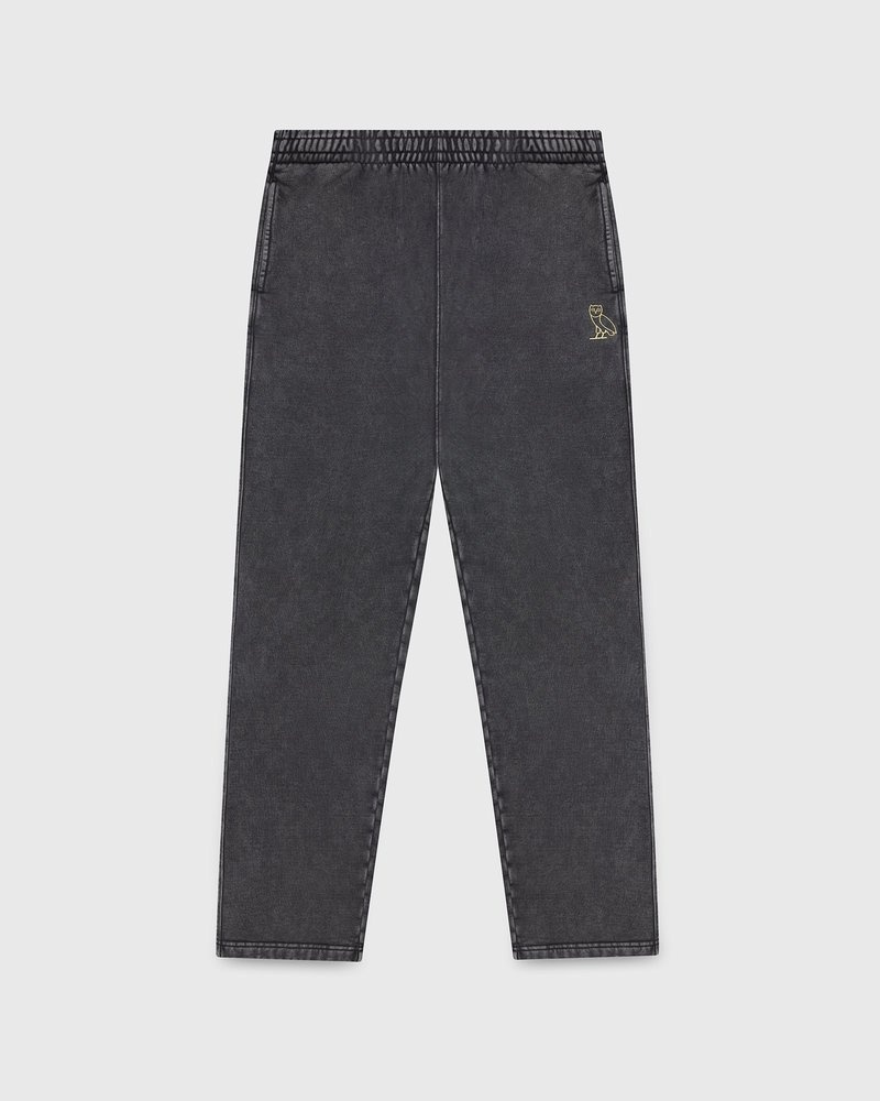 Black OVO Muskoka Garment Dyed Open Hem Sweatpant Bottoms | ZX05-L1IO