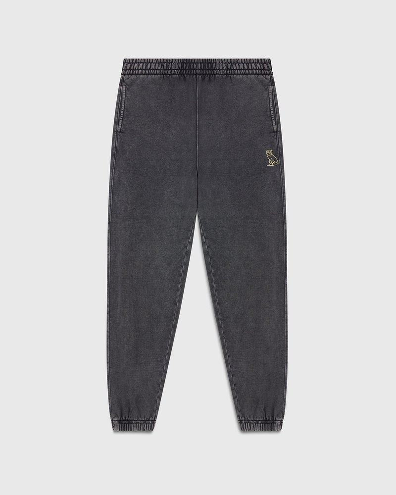 Black OVO Muskoka Garment Dyed Relaxed Fit Sweatpant Bottoms | GX42-C8YF